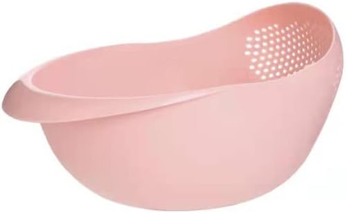 Rice Sieve Plastic Colander Kitchen Drain Basket with Handles Rice Bowl Strainer Strainer Basket Sink Drain Kitchen Tools (pink)