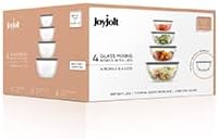 JoyJolt Kitchen Mixing Bowls - 8pc Glass with Lids Set – Neat Nesting Large Bowl Batter Cooking Storage and Big Salad BPA-Free Gray - Image 7