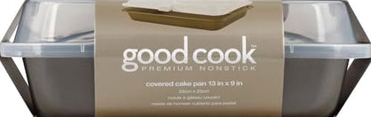 GoodCook Everyday Nonstick Steel Bake-N-Take Oblong Pan, 9 x 13 Inch with Lid, Gray