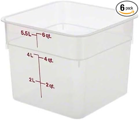 Cambro Food Storage Container - Classic Series Square - 6 QT (Quart) - Commercial Grade for Food Prep (Translucent) by CambroManufacturing