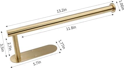 2PCS Fliverly Self Adhesive Paper Towel Holder Under Cabinet Mount, Wall Mounted Paper Towel Roll Holder for Kitchen, Bathroom, Wall,BBQ Grill, Gold