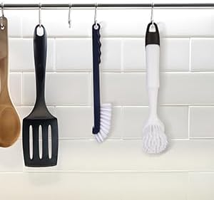 Dish Brush with Handle, 2 Pack Dish Scrub Brush with Built-in Scraper and 2 Pack Grout Brush, Kitchen Brushes for Dishes,Pots, Pans and Sinks - Image 7