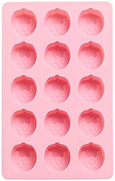 Cute Ice Cube Trays Silicone Chocolate Mold Wax Melt Molds Easy Release Ice Trays Non-Stick Chocolate Soap Pudding Jello Ice Cube Tray (2pcs Strawberry)