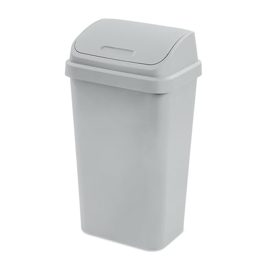 SKYREN 13 Gallon Kitchen Trash Can with Swing Top Lid, Plastic Garbage Bin for Home, Office, and Kitchen Waste, Large Capacity Wastebasket, Light Gray by Unknown