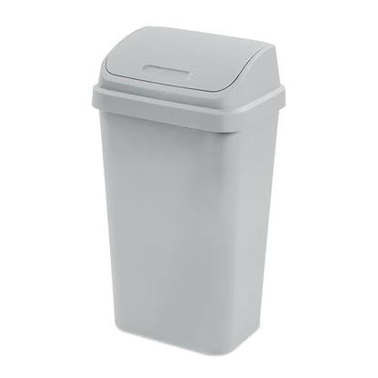 SKYREN 13 Gallon Kitchen Trash Can with Swing Top Lid, Plastic Garbage Bin for Home, Office, and Kitchen Waste, Large Capacity Wastebasket, Light Gray by Unknown