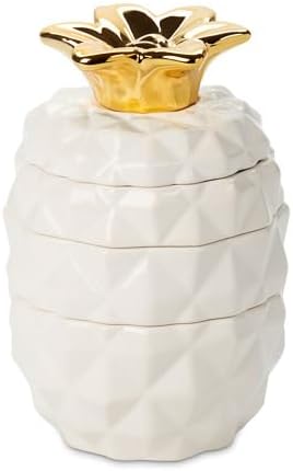 Set of 4 Decorative Pineapple Shaped Stackable Ceramic Kitchen Measuring Cups in 4 Assorted Sizes by VOTUM