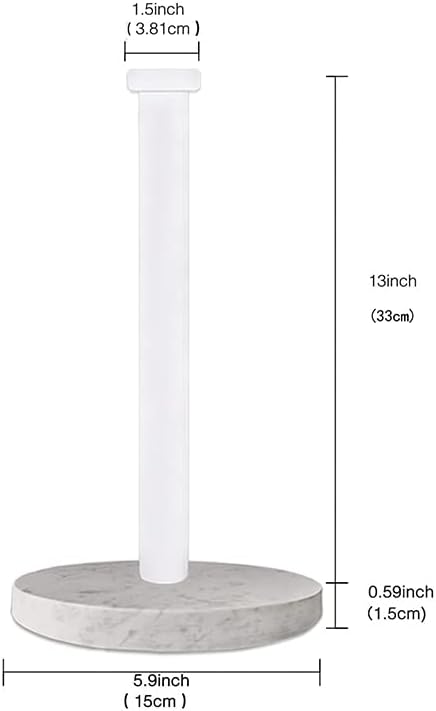 Paper Towel Holder Countertop, Standing Paper Towel Roll Holder for Kitchen Bathroom, with Weighted Marble Base for One-Handed Operation (White), White Marble Paper Towel Holder - Image 2