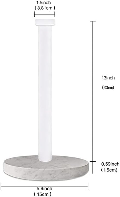 Paper Towel Holder Countertop, Standing Paper Towel Roll Holder for Kitchen Bathroom, with Weighted Marble Base for One-Handed Operation (White), White Marble Paper Towel Holder - Image 2