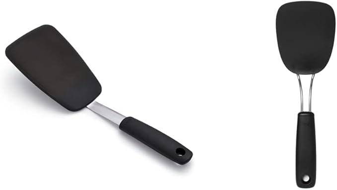 OXO Good Grips Large Silicone Flexible Turner & 65191 Good Grips Nylon Flexible Turner, Black by OXO