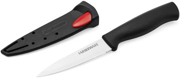 Farberware Edgekeeper 3.5-Inch Paring Knife with Self-Sharpening Blade Cover, High Carbon-Stainless Steel Kitchen Knife with Ergonomic Handle, Razor-Sharp Knife, Black - Image 2