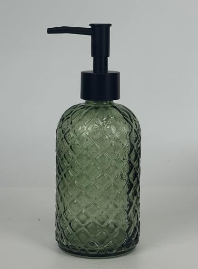 Topsky Gem Glass Soap Dispenser with Black Plastic Pump, 13oz Liquid Hand Soap Dispenser, Rustproof Pump for Kitchen & Bathroom, Great for Lotions, Essential Oil, Liquid Soaps-Army Green - Image 8