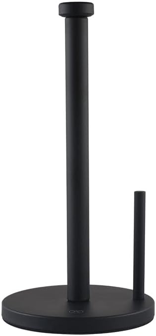 Black Paper Towel Holder Countertop Stainless Steel Paper Towel Stand with Weighted Non-Slip Base One-Handed Tear, Rust-Resistant Kitchen Roll Holder, Standard, Jumbo & Large Rolls - Image 2