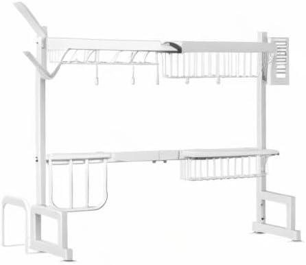 SNTD Over The Sink Dish Drying Rack - Adjustable Dish Rack for Kitchen Counter, Metal (White) - Image 10