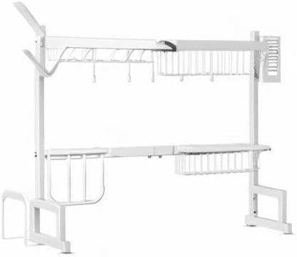 SNTD Over The Sink Dish Drying Rack - Adjustable Dish Rack for Kitchen Counter, Metal (White) - Image 10