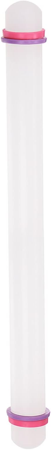 HARFINGTON Fondant Rolling Pin 20 Inch x 0.98 Inch Adjustable Guide Rings Non-Stick PP Plastic Fondant Roller Dough Roller Kitchen Decorating Tools for Cookie Pastry Pizza Clay