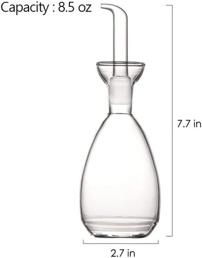 Affogato Glass Oil Bottle with Spout, Olive Oil Dispenser Vinegar Drizzler Pourer Stopper Pot, Soy Sauce Vinegar Cruet Non Drip Heat-Resistant for Cooking Kitchen Restaurant BBQ (8.5 oz)