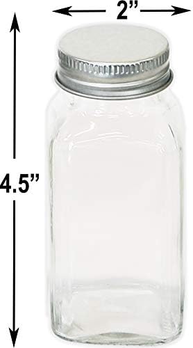 Simple Houseware Spice Jars 6 Ounce Square Glass Bottles with Shaker Lids, Funnel and Labels for Seasoning & Storage, 24 Pack - Image 4