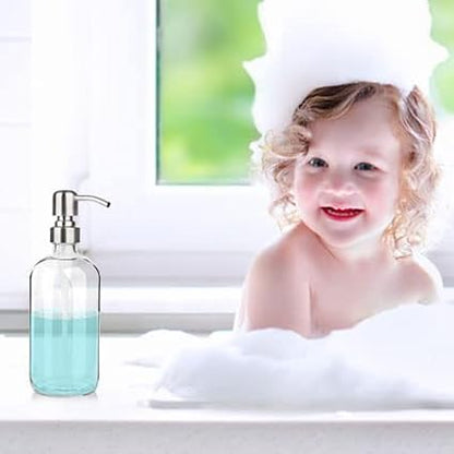 ARKTEK Glass Soap Dispenser - Clear Dish Soap Dispenser for Kitchen, Refillable Liquid Hand SoapDispenser with Rust Proof Stainless Steel Pump for Bathroom, Countertop (17 Ounce/ 500 ML) - Image 8