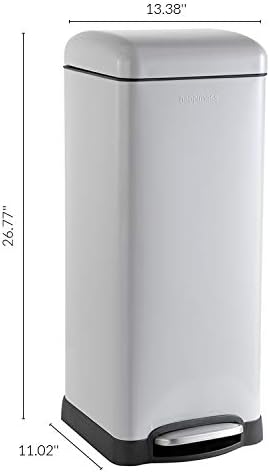 happimess HPM1007C Betty Retro 8-Gallon Step-Open Trash Can with Soft-Close Lid, Fingerprint Resistant, Modern, Minimalistic for Home, Kitchen, Laundry Room, Office, Bedroom, Bathroom, Gray - Image 4