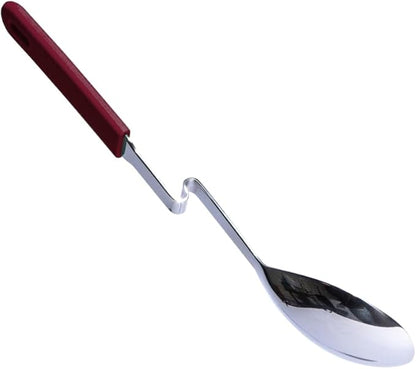 Souper Cubes + Lori Greiner No Mess Stainless Steel Cooking Spoon with Silicone Handle - Stainless Steel Serving Spoon No Mess Design Hooks on Side of Any Pot - Cranberry - Image 2