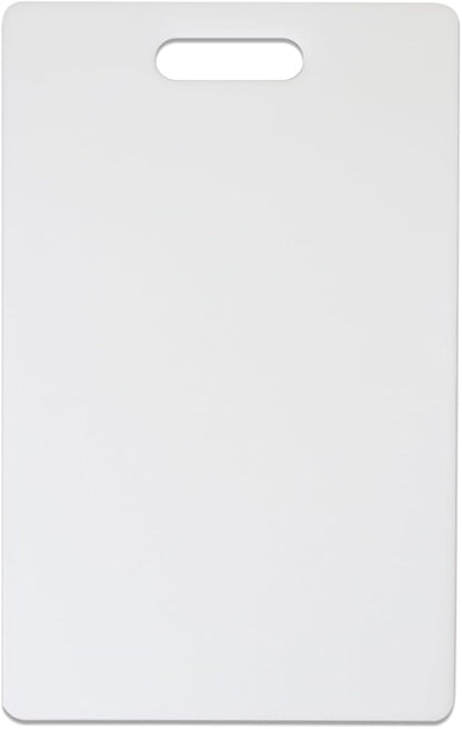 Dexas NSF Polysafe Cutting Board with Handle, 9.5 x 15 Inches, Reversible Non-Slip Kitchen Cutting Board, White