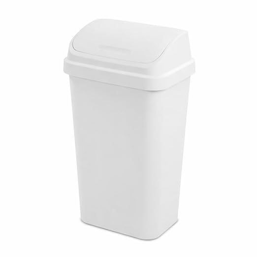 SKYREN Kitchen Trash Can 13.1 Gallon Plastic Garbage Bin with Swing Top Lid, Large Wastebasket for Home, Office, Bathroom, Bedroom, White by Unknown