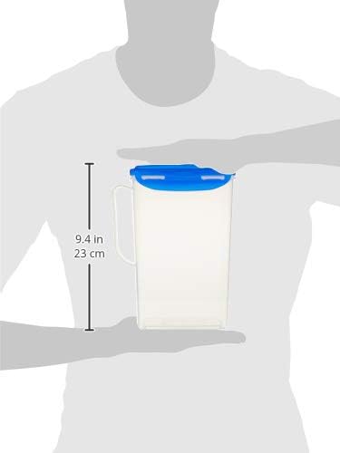 LocknLock Aqua Fridge Door Water Jug with Handle BPA Free Plastic Pitcher with Flip Top Lid Perfect for Making Teas and Juices, 2 QT, Blue (Pack of 5) - Image 7