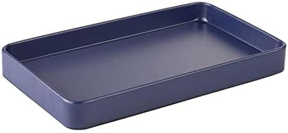 mDesign Modern Decorative Metal Guest Hand Towel Tray Holder Organizer for Disposable Paper Napkins, Jewelry, Makeup - Bathroom Vanity Sink Counter Organization - Unity Collection - Matte Navy Blue