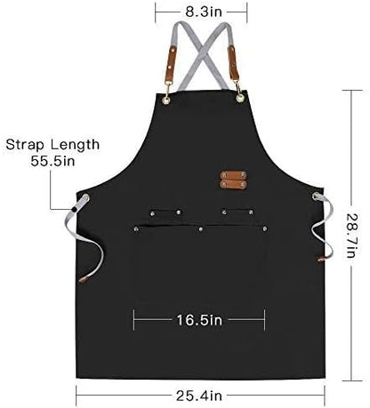 Mignongirl Chef Apron-Cross Back Apron for Men Women with Adjustable Straps and Large Pockets,Canvas,M-XXL,Black - Image 7