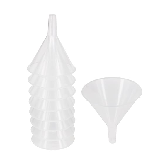 8 Pack Multi-Purpose Plastic Funnels with Long Reaching Spout (4.7”) for Water Bottle, Easy and Smooth Content Transfer by ZMYBCPACK by zmybcpack