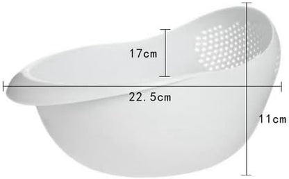 Rice Sieve Plastic Colander Kitchen Drain Basket with Handles Rice Bowl Strainer Strainer Basket Sink Drain Kitchen Tools (blue)