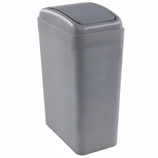 Plastic Waste Bin with Swing Lid, 14 Liter Garbage Can, 1 Pack (Grey) - Image 7