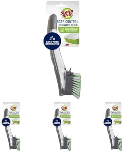 Scotch-Brite Odor Resist Soap Control Dishwand Brush, Non-Scratch Cleaning Brush with Scraper, Stands Upright (Pack of 4) by Scotch-Brite