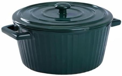 WHJY Green Colorful Ceramic Casserole Dish with Lid，1 Quart Ceramic Casserole Pan for Bakeware Oven