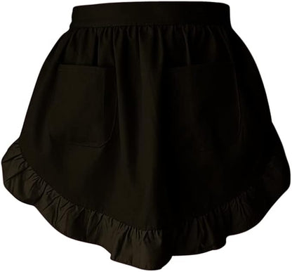 CRB Fashion Waist Apron Kitchen Cooking Restaurant Cotton Bistro Half Aprons with Pockets For Woman