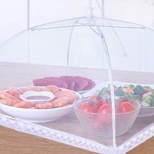 JULBEAR 4 Pcs Extra Large Mesh Food Cover Tent Umbrella Food Screen Covers for Outside Pop-up Mesh Reusable Food Nets for Parties Picnics Outdoor BBQs Collapsible (1 Pcs 40"x24", 3 Pcs 17"x17") - Image 4