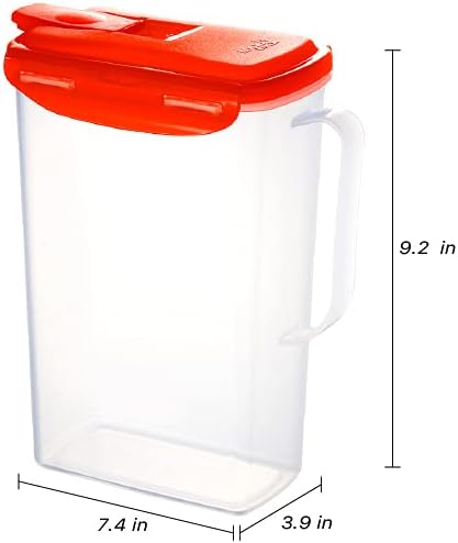 LocknLock Aqua Fridge Door Water Jug | Clear Pitcher | BPA Free Plastic Pitcher with Lid | 2 Quart Pitcher with Lid for Water, Juice, Tea & More Beverages, Red - Image 7