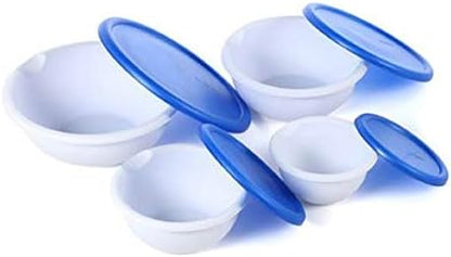 Sterilite 07479406 8 Piece Covered Bowl Set, White & Blue - Image 6