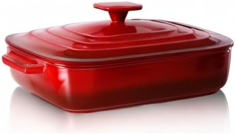 Lareina Large Ceramic Casserole Dish with Lid, 4.0 Quart Covered Rectangular Stoneware Baking Dishes for Oven, Deep 9x13 Inch Lasagna Pans for Baking and Serving, Perfect for Christmas gifts, Red - Image 9