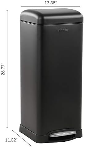 happimess HPM1007B Betty Retro 8-Gallon Step-Open Trash Can with Soft-Close Lid, Fingerprint Resistant, Modern, Minimalistic for Home, Kitchen, Laundry Room, Office, Bedroom, Bathroom, Black - Image 4