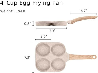 CAROTE Egg Pan Omelette Pan, 4-Cup Nonstick Granite Omelette Skillet - Pancake Pan and Healthy Egg Cooker Suitable for Gas Stove & Induction Cookware - Image 5