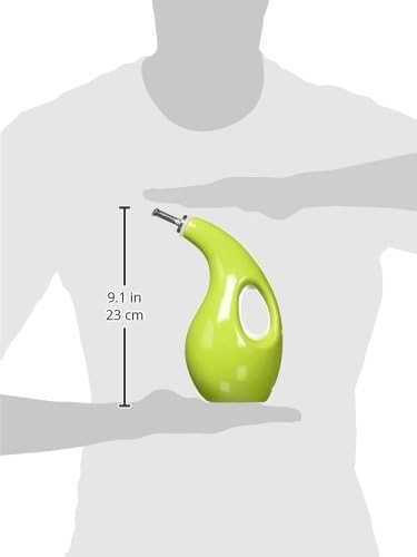 Rachael Ray Solid Glaze Ceramics EVOO Olive Oil Bottle Dispenser with Spout - 24 Ounce, Green - Image 3