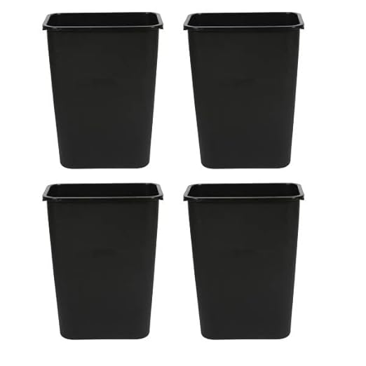 Kleen Commercial Soft-Sided Wastebasket 41qt, 20" x 16" x 11.6", Black Plastic (4 Pack)