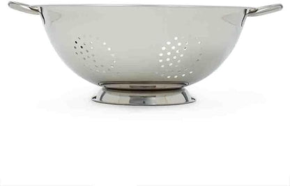 Metal Colander with Stainless Steel Finish by Home Basics, 7 QT | Large Colander | with Easy-Grip Handles | Strainers and Colanders Perfect for Pasta and Veggies