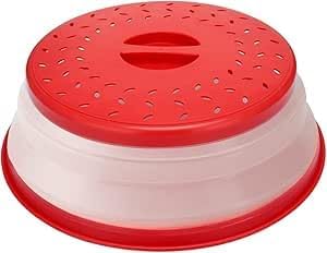 Microwave Cover for Food,Collapsible Microwave Splatter Cove,Fruit Drainer Basket,BPA-Free Made of TPR & PP Dishwasher Safe 10.5 inch (RED) by Unknown