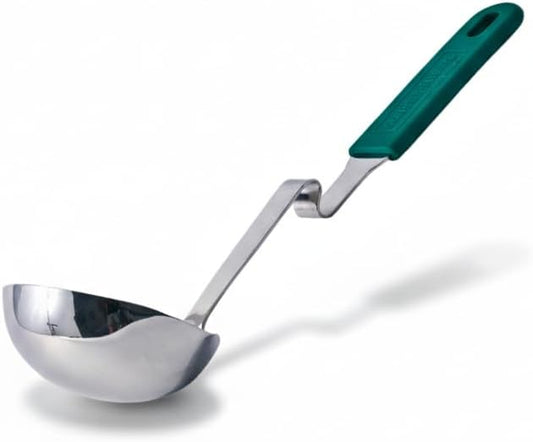 Souper Cubes + Lori Greiner No Mess Stainless Steel Soup Ladle with Silicone Handle - Metal Soup Ladle with No Mess Design That Hooks on Side of Any Pot - Kale by SouperCubes%C2%AE