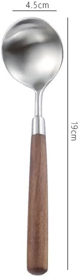 Stainless Steel Soup Ladle with Wooden Handle,Kitchen Serving Spoon。
