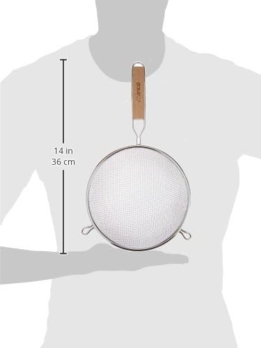Winco MS3A-8D Strainer with Double Fine Mesh, 8-Inch Diameter, Medium, Stainless Steel, Tan - Image 2
