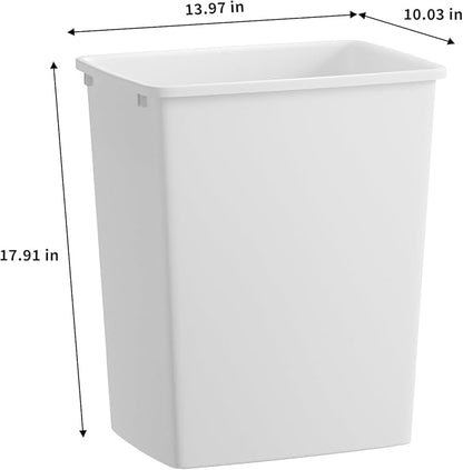 ROOMTEC 35QT Kitchen Trash Can, Sturdy and Lightweight Slim Trash Can, Trash Cans for Kitchen, Workspace, Bathroom, Office, Easy to Clean, 1 Pack, White