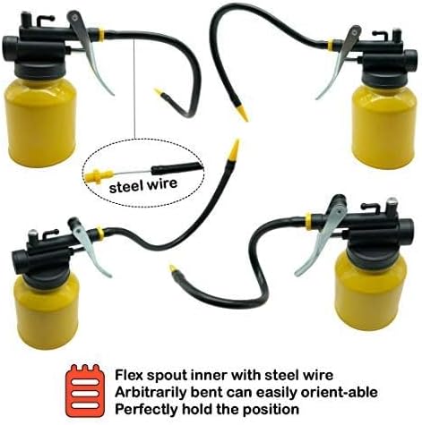 Hand Pump Oiler Can Professional Level 8 oz. Capacity Pump Oiler with Metal & Long Flex Spout - Image 6